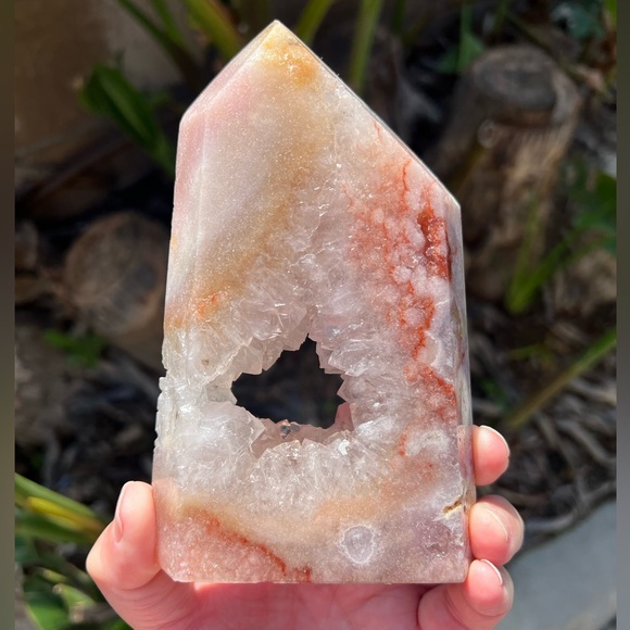 Pink Amethyst Quartz Crystal Druzy Freeform with Portal - Picture 6 of 11